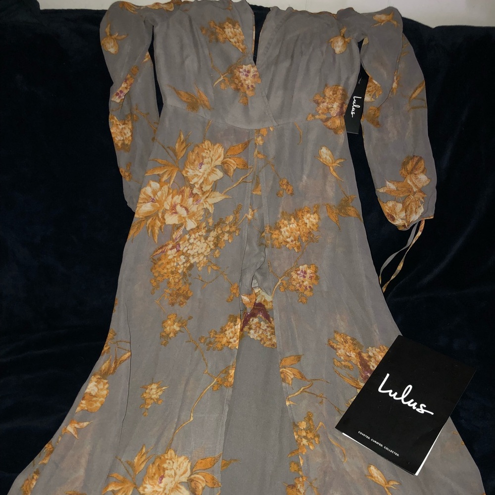 Fine and Dandelion Grey Floral Print Romper: Lulus